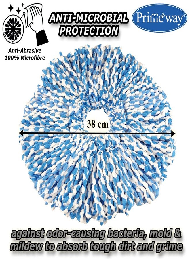 Primeway® Polyester Absorbent Microfibre Mop Refills, XL, 38cm, 130g, 6 Pcs, Blue - Image 5
